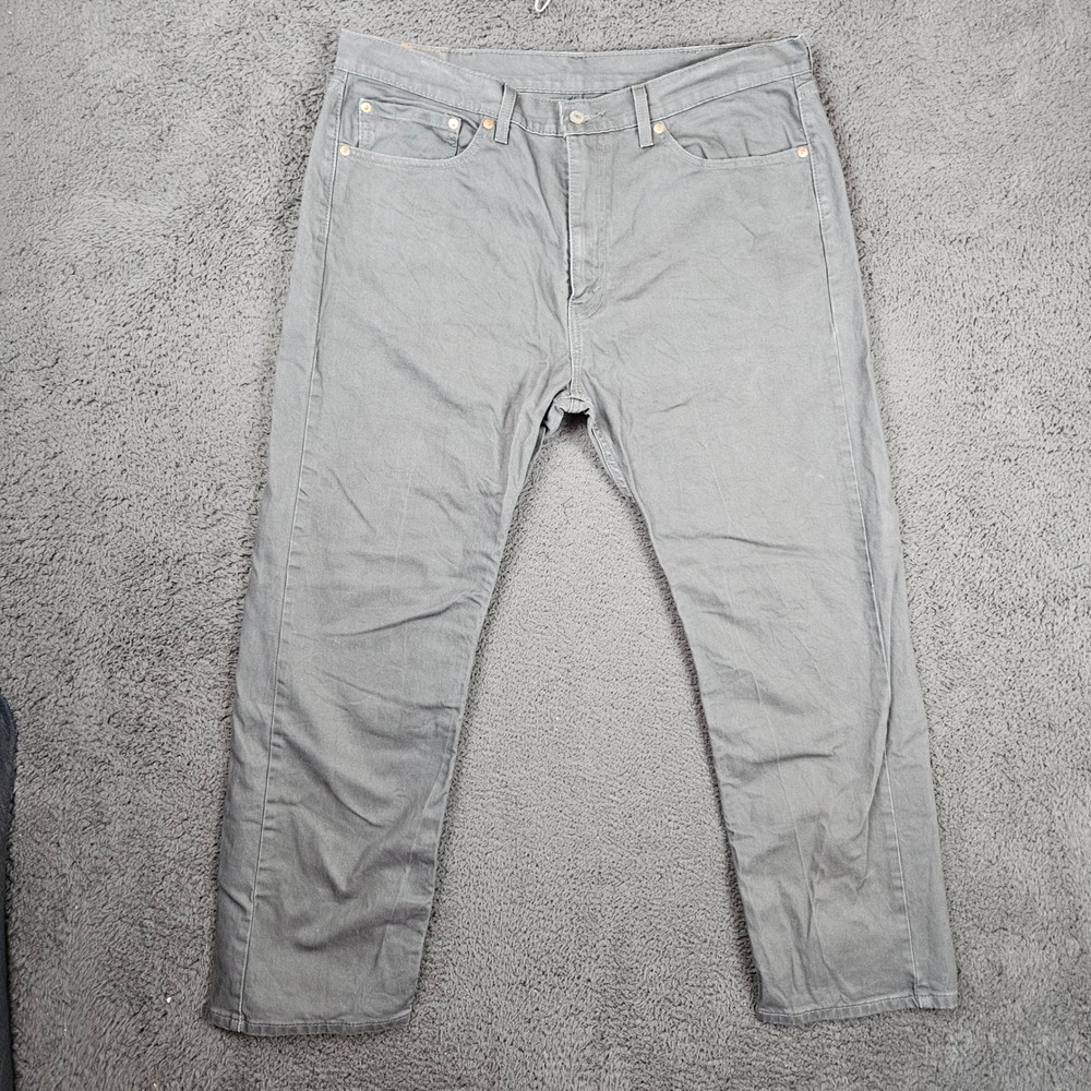 Levis 505 Mens 38x29 Regular Fit Straight Leg Gray Jeans